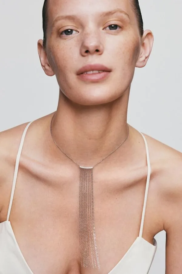 Necklaces Chainfall Necklace, diamonds, white gold with fast delivery from Guzema