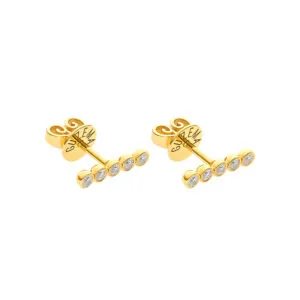 Diamond Line Earrings, yellow gold