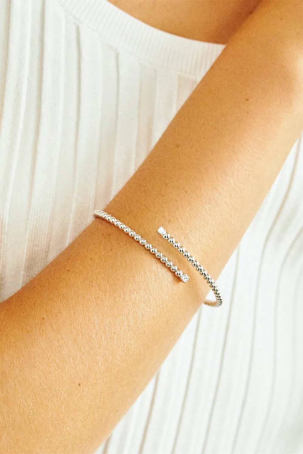 Bracelets Duo spiral bracelet, diamonds, white gold for everyday elegance
