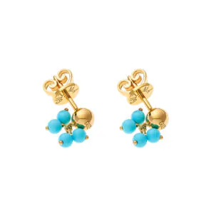 Turquoise Earrings, yellow gold
