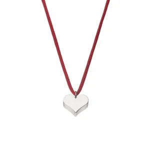 Bold Puffed Heart Pendant, white gold