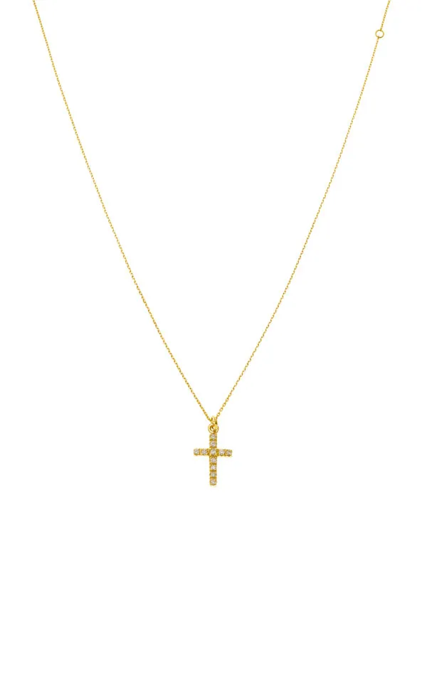 Necklaces Petit Cross, diamonds, yellow gold with fast delivery from Guzema