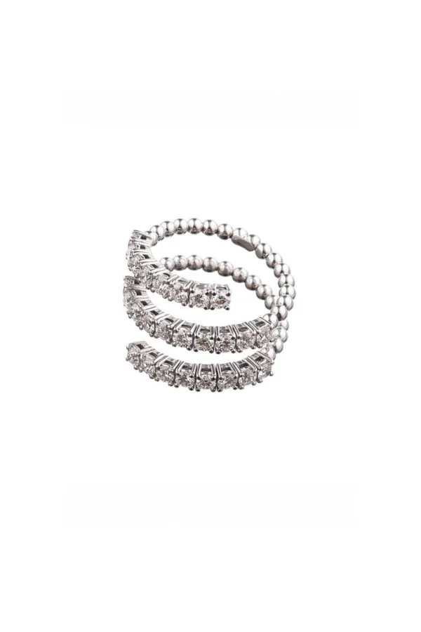 Rings Trio Spiral Ring, diamonds, white gold available online with expert craftsmanship