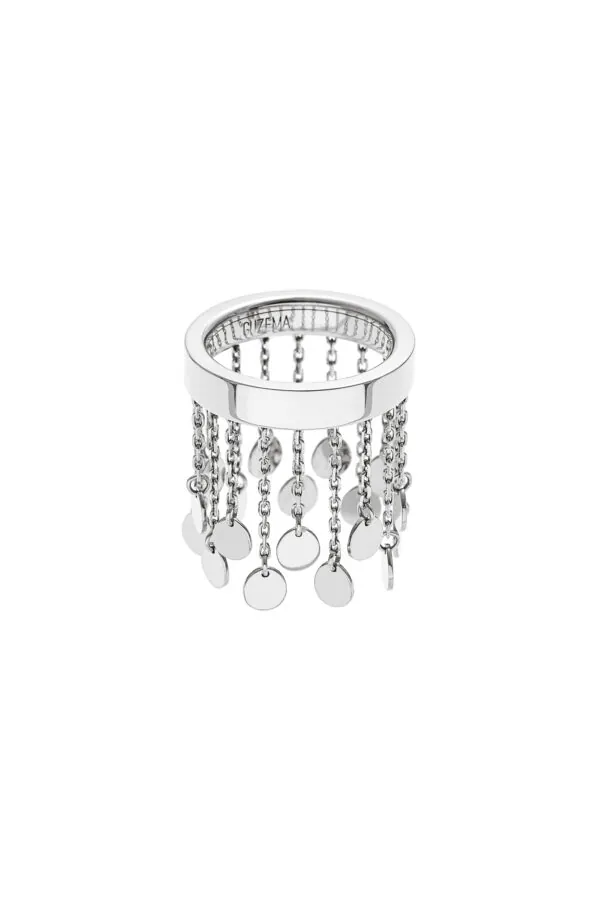 Rings Flats Chainfall Ring, white gold with luxury craftsmanship from Guzema