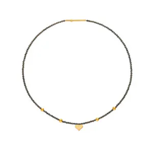 Heart Accent Gems Necklace, yellow gold