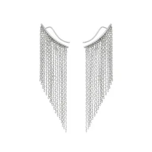 Mid Chainfall Earrings, white gold