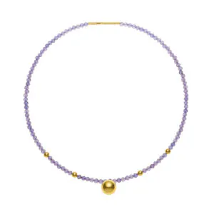 Orb Accent Gems Necklace, yellow gold