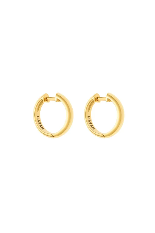 Earrings Bold Hug Hoops, yellow gold with timeless design by Guzema