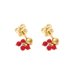 Corals Earrings, yellow gold