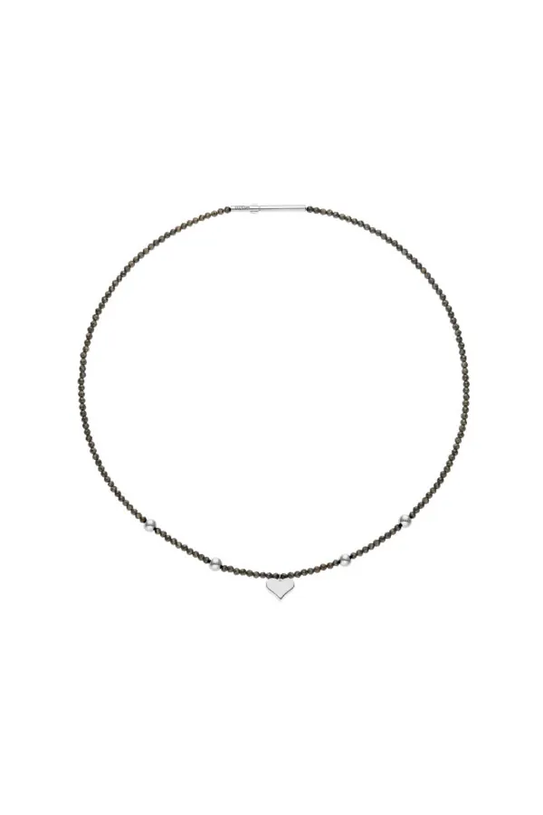 Custom Necklaces Heart Accent Gems Necklace, white gold for a luxurious style