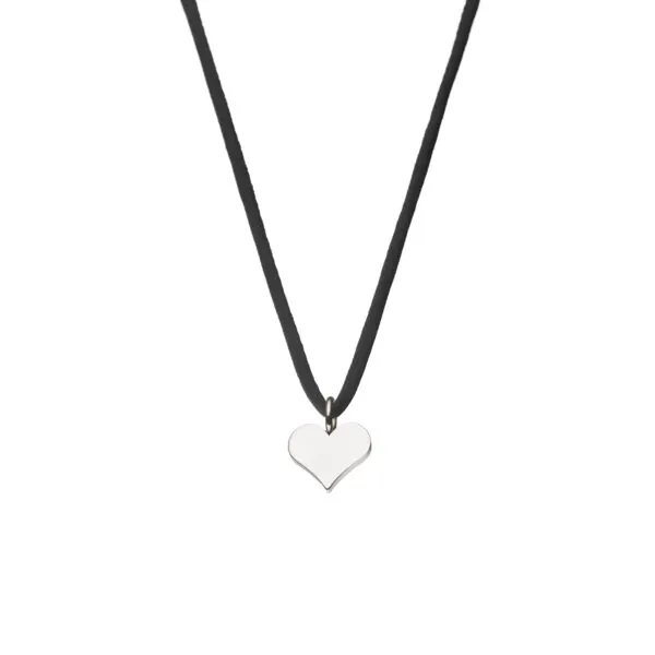 Custom Necklaces Flat Heart Pendant, white gold for a luxurious style