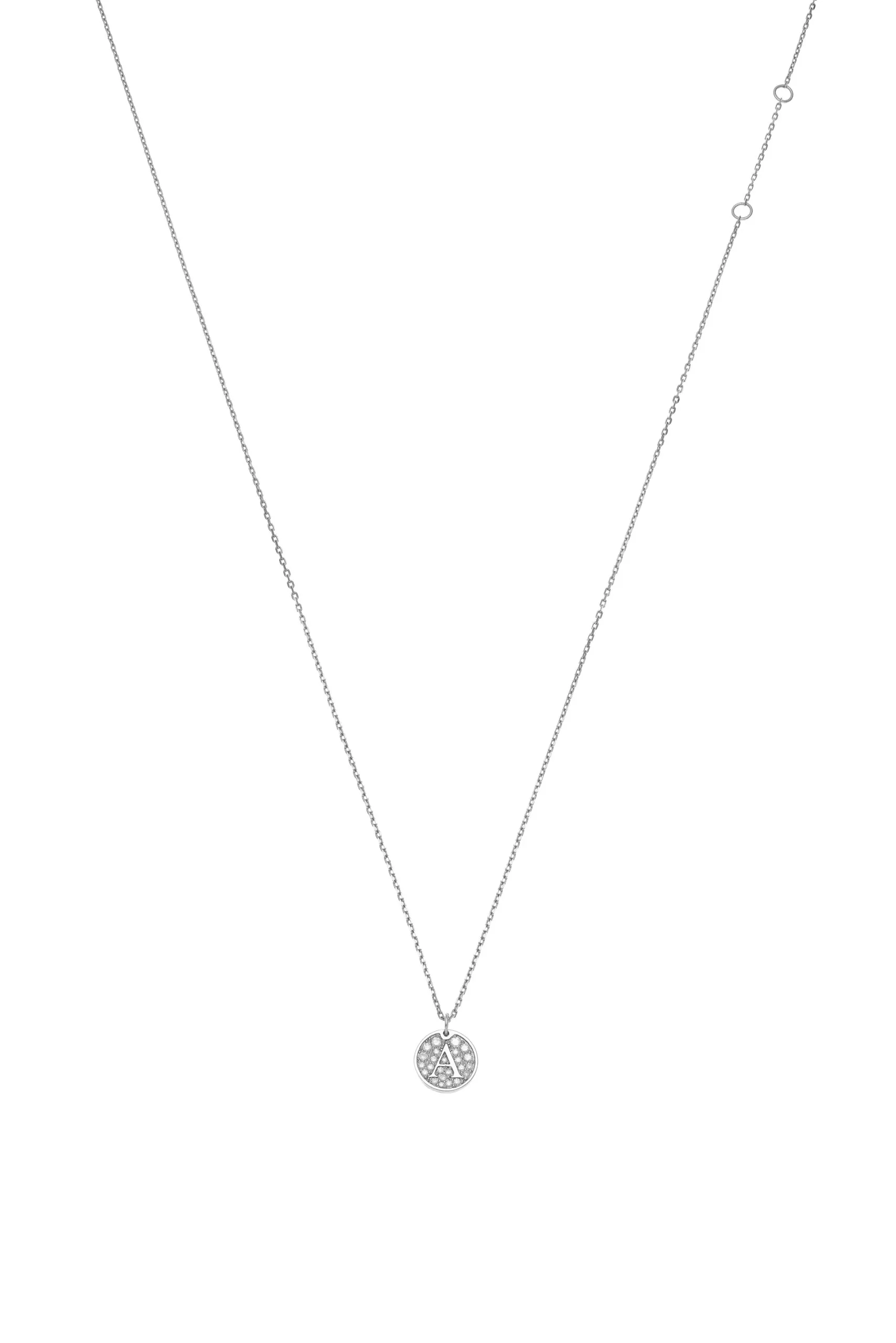 Necklaces Necklace with initial, diamonds, white gold with fast delivery from Guzema