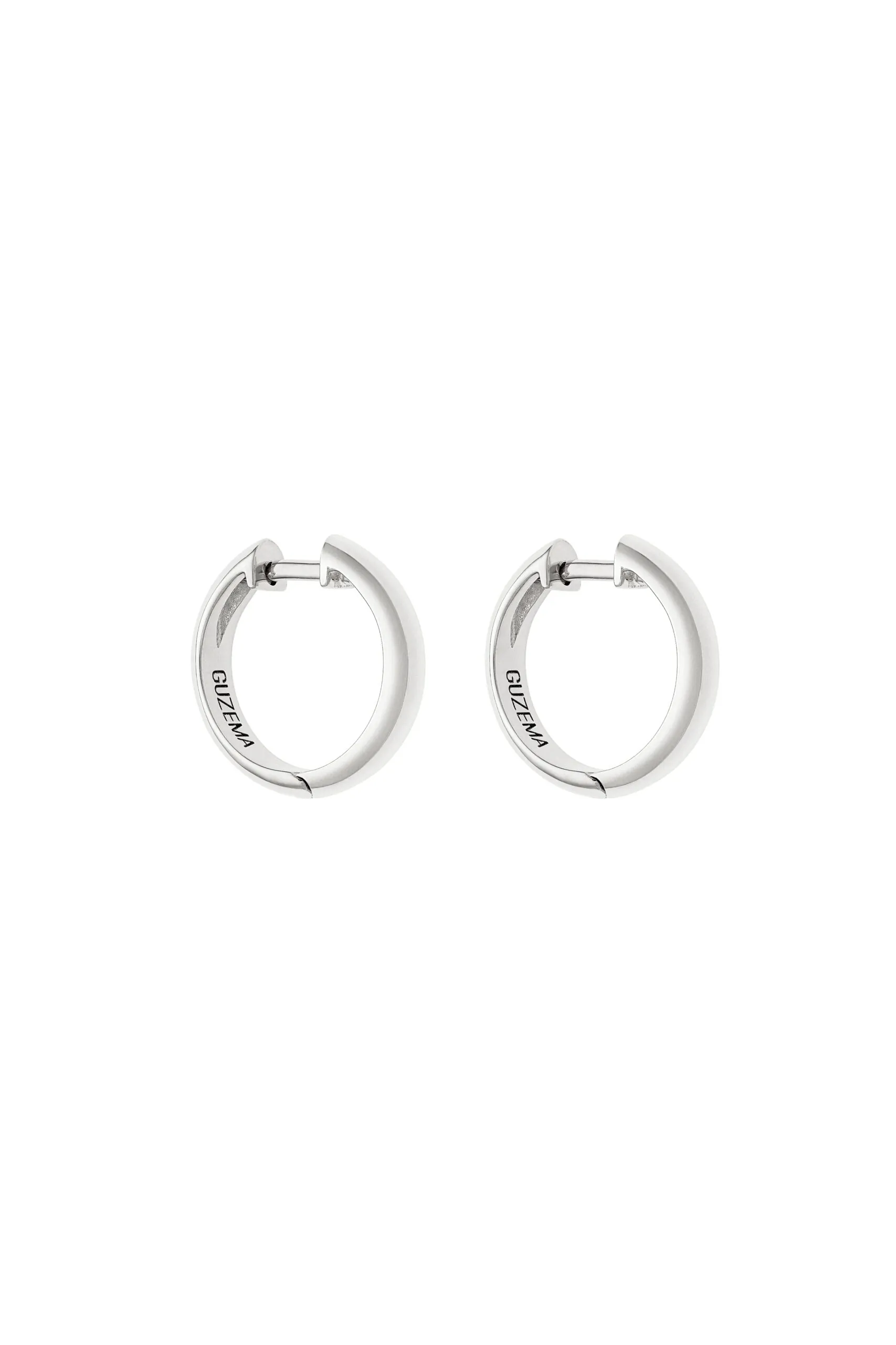 Earrings Bold Hug Hoops, white gold with timeless design by Guzema