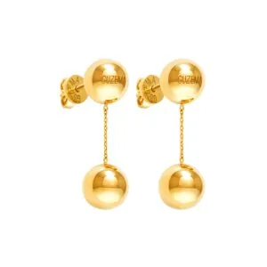 Duo Orb Earrings, yellow gold