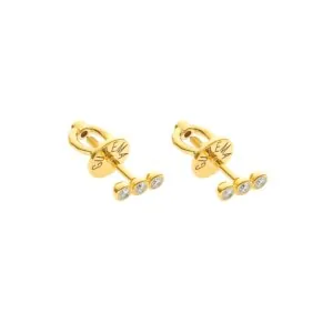 Mid Diamond Line Earrings, yellow gold