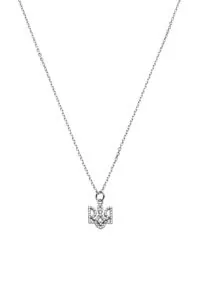 Necklaces Trident Necklace with diamonds, white gold with fast delivery from Guzema