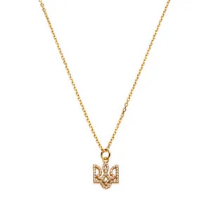 Trident Necklace with diamonds, yellow gold