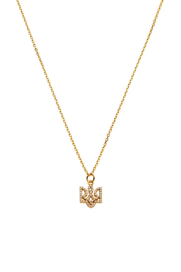 Necklaces Trident Necklace with diamonds, yellow gold with fast delivery from Guzema