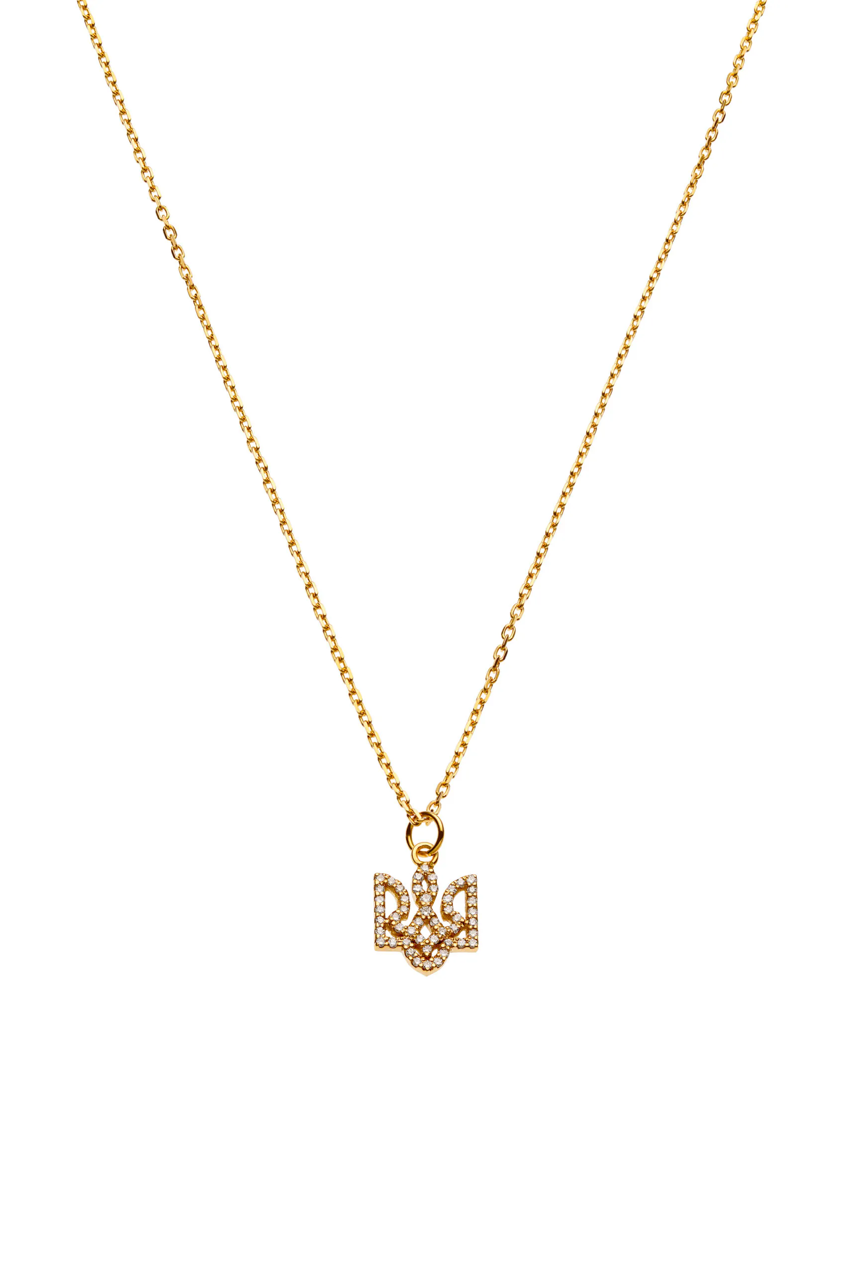 Necklaces Trident Necklace with diamonds, yellow gold with fast delivery from Guzema