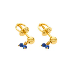Twin Gem Earrings, yellow gold