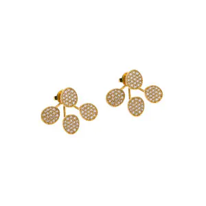 Tetra Flat Earrings, diamonds, yellow gold