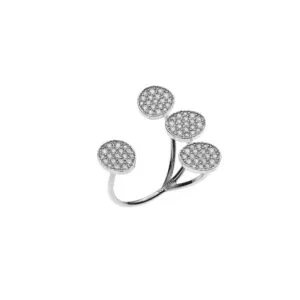 Petal Flat Ring, diamonds, white gold