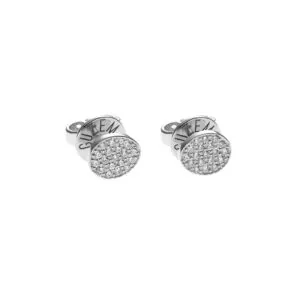 Flat Mini Earrings, diamonds, 6 mm, white gold