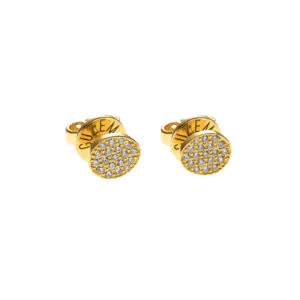 Flat Mini Earrings, diamonds, 6 mm, yellow gold