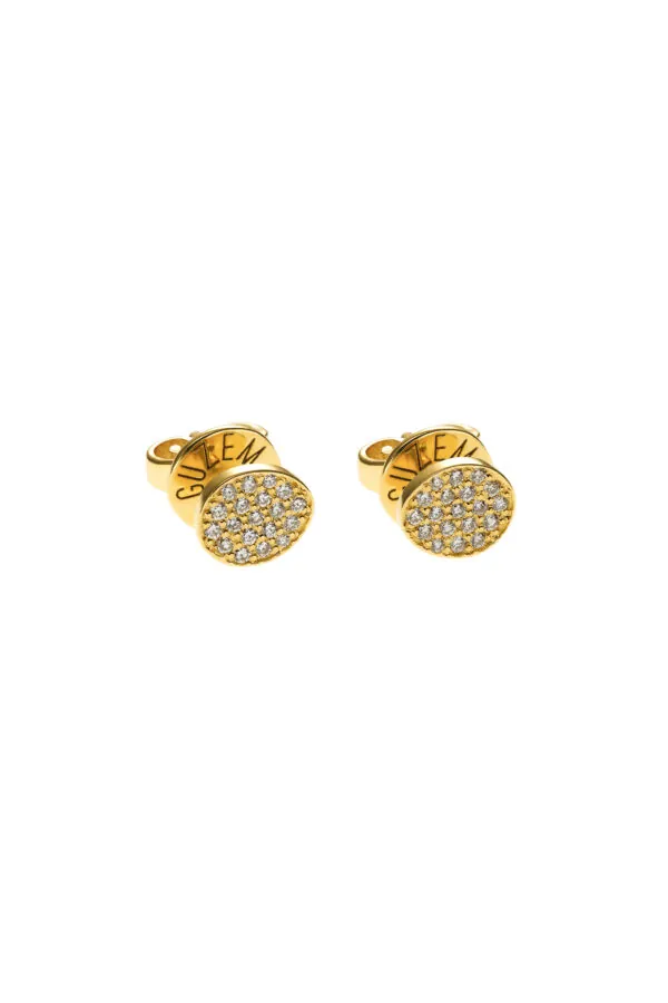 Earrings Flat Mini Earrings, diamonds, 6 mm, yellow gold for stylish and elegant looks