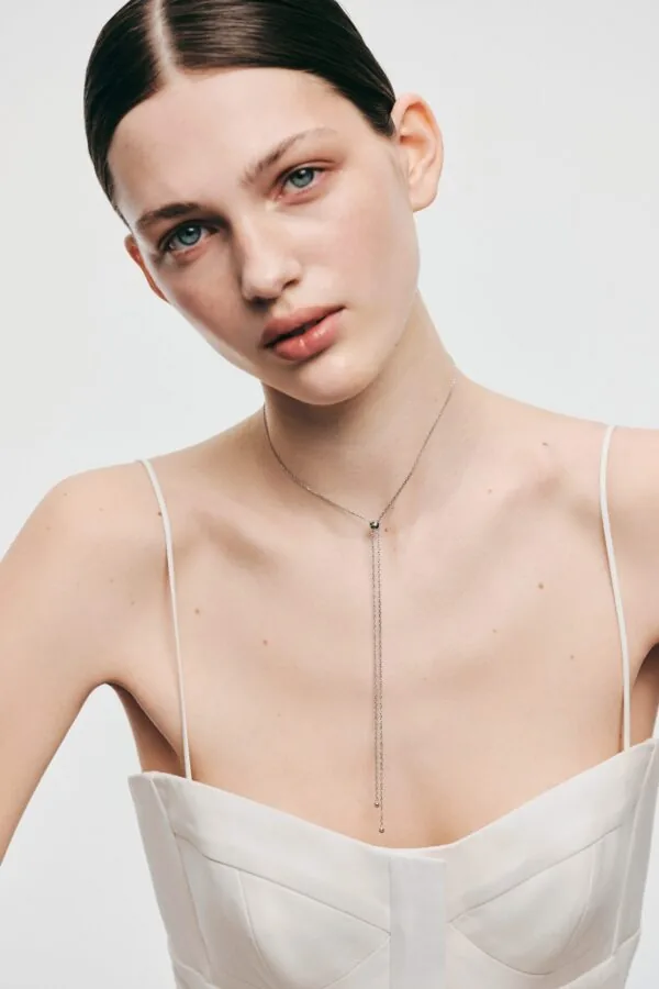 Custom Necklaces Orbs Tie Necklace, white gold for a luxurious style