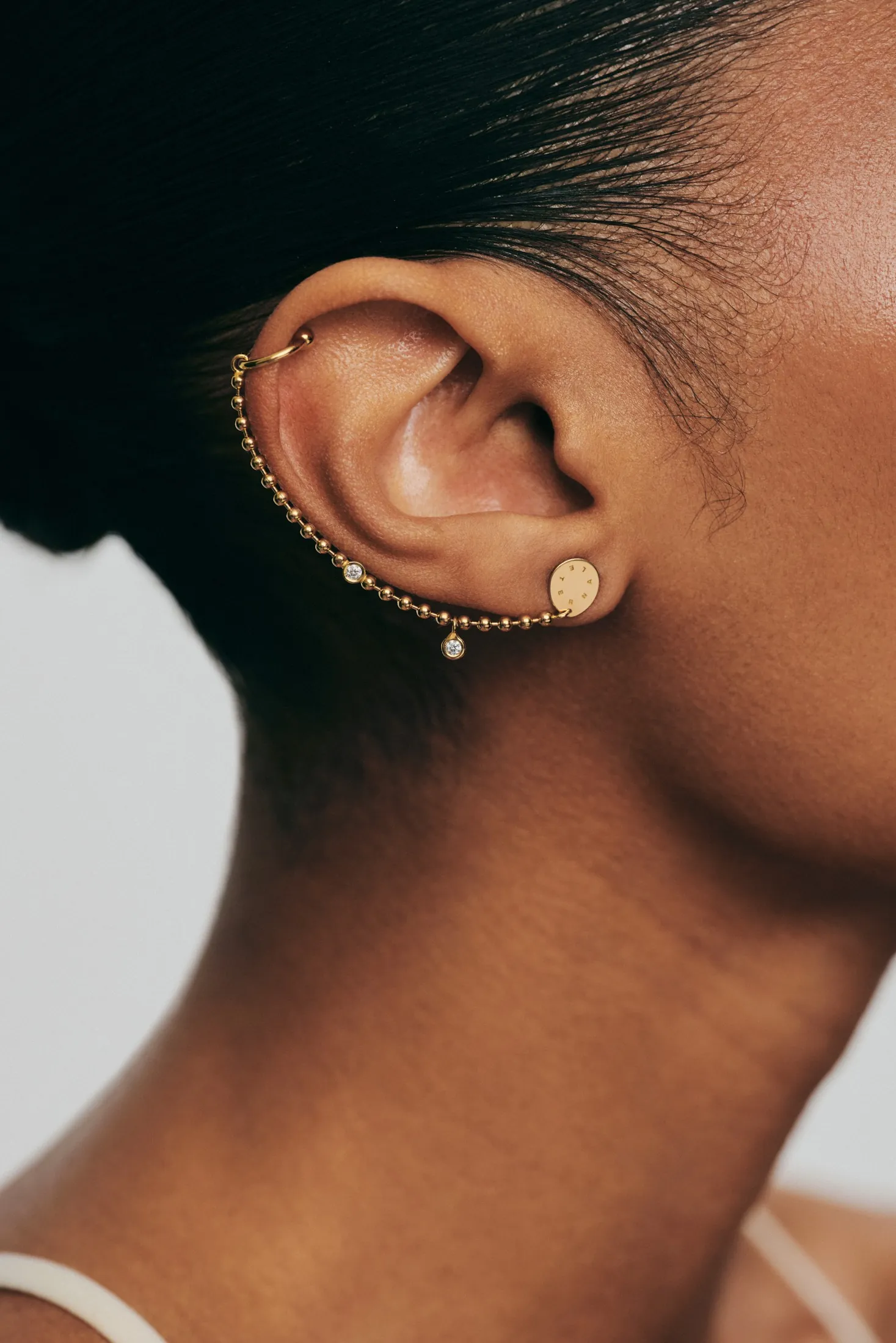 Earrings Duo Diamonds Eternal Cuff-Earring, yellow gold for stylish and elegant looks