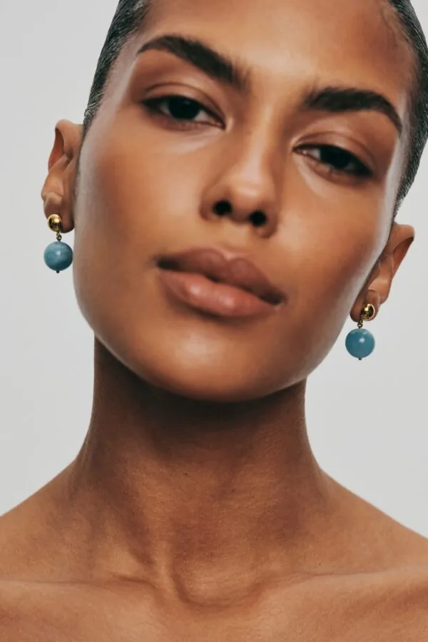 Earrings Bold Celestial Blue Earrings, yellow gold for a unique and sophisticated look