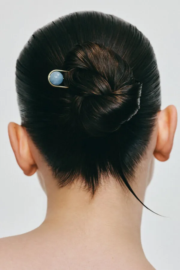 Unisex Brooches Celestial Blue Hairpin, yellow gold with sophisticated style