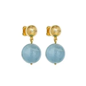 Bold Celestial Blue Earrings, yellow gold