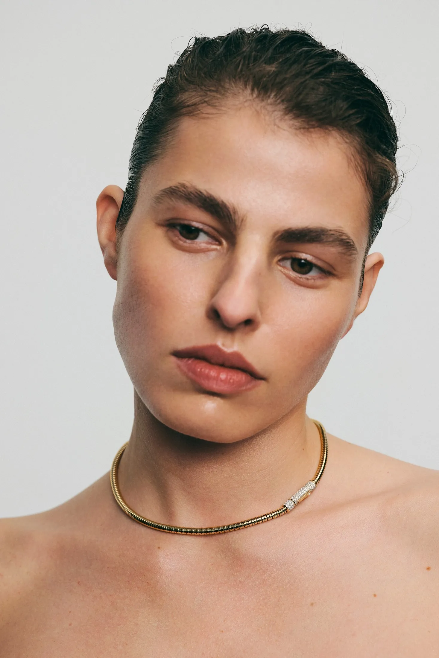 Exclusive Necklaces Snake Necklace, diamonds, yellow gold from Guzema