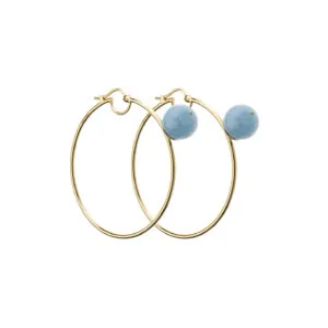 Celestial Blue Hoop Earrings, yellow gold