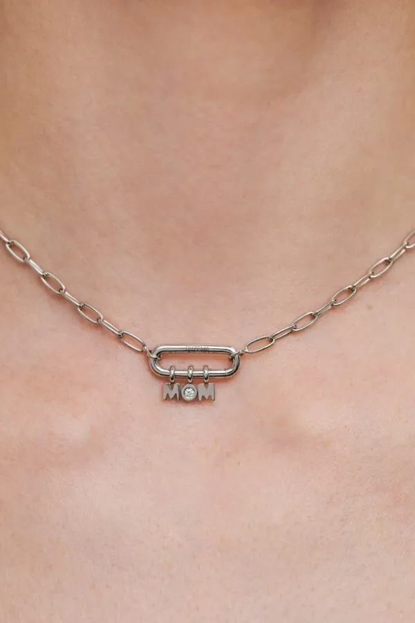 Custom Necklaces MOM Necklace, diamond, white gold for a luxurious style
