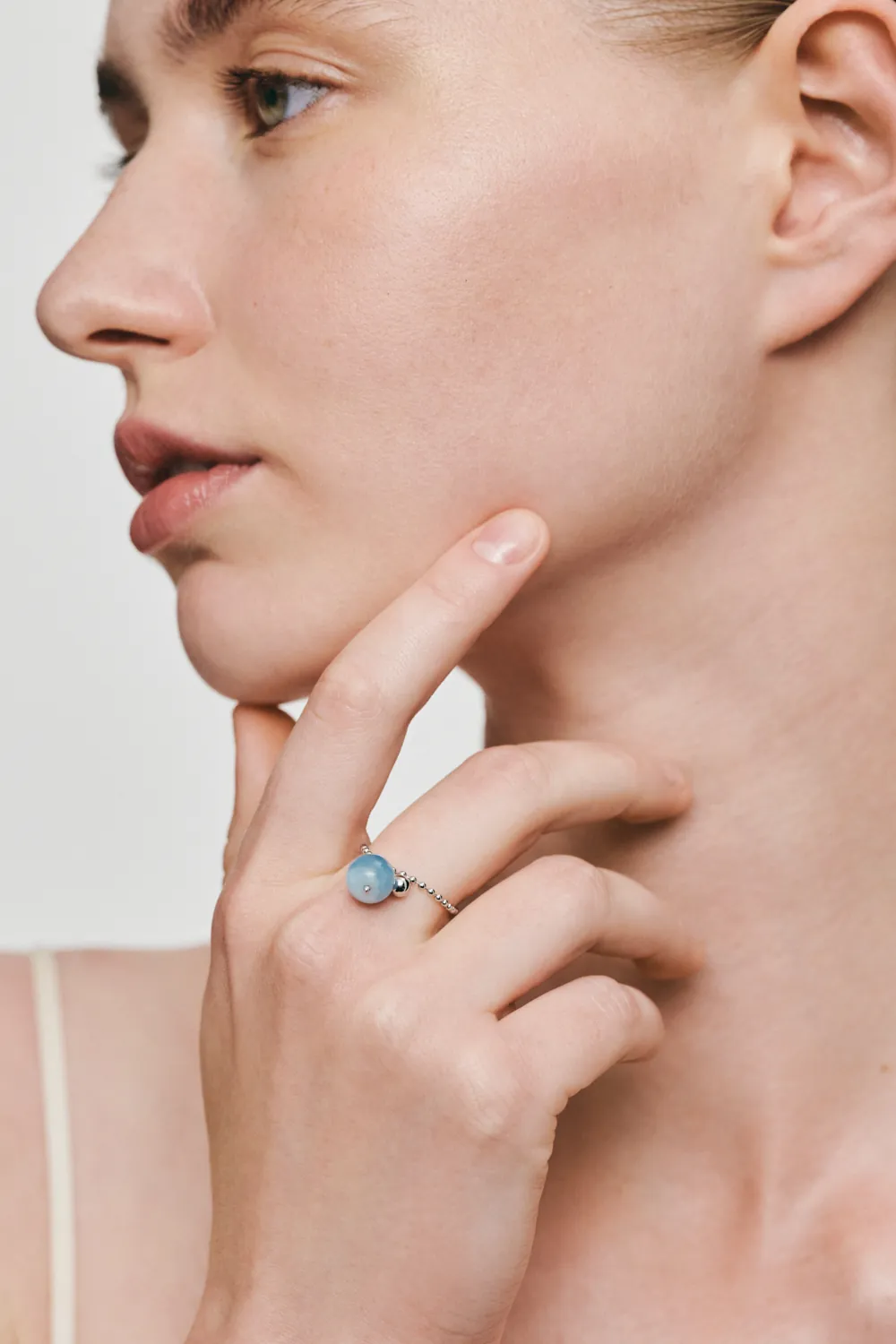 Rings Celestial Blue Charm Ring, white gold with luxury craftsmanship from Guzema