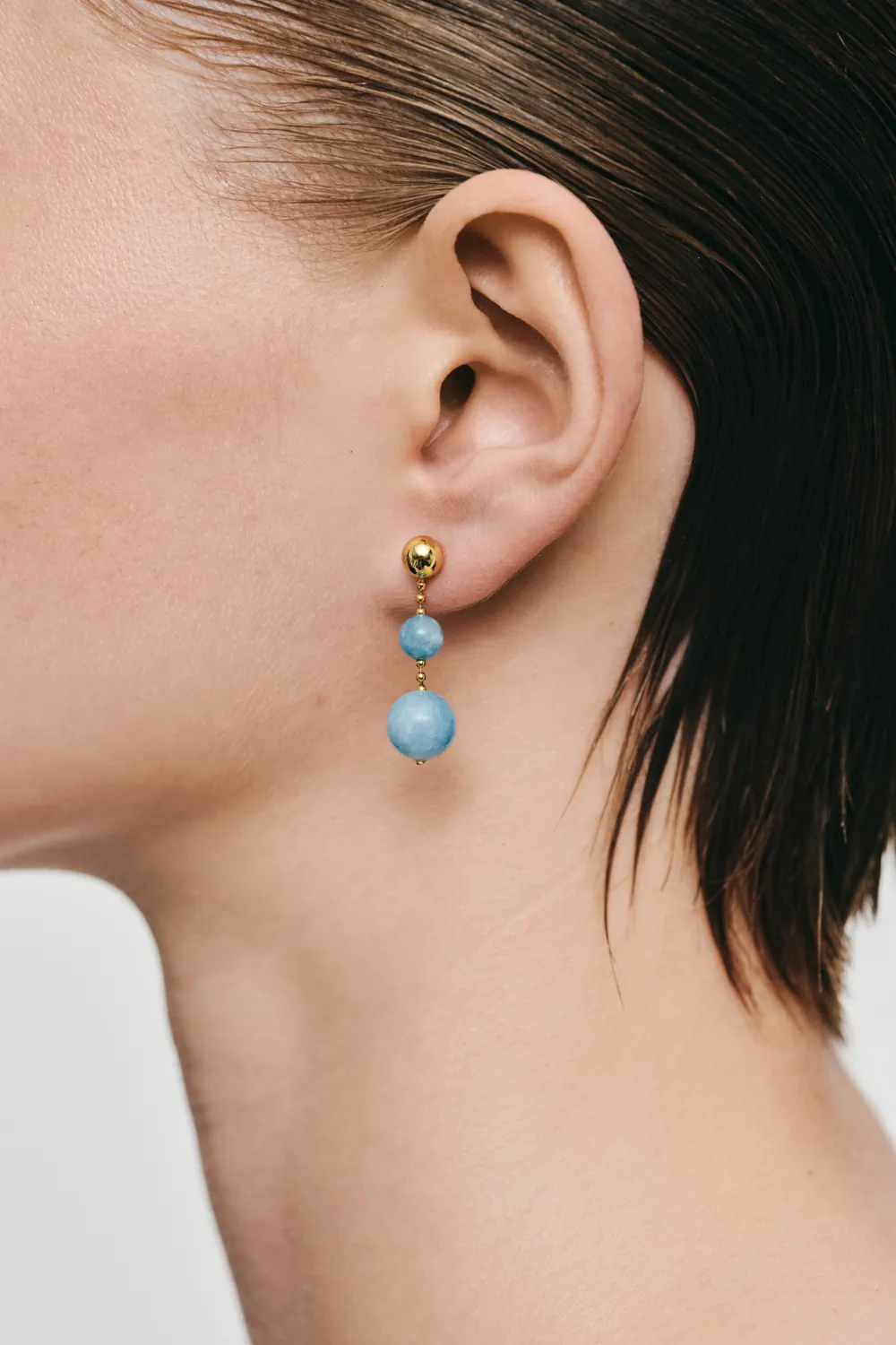 Earrings Celestial Blue Drop Earrings, yellow gold for a unique and sophisticated look