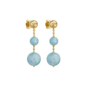 Celestial Blue Drop Earrings, yellow gold