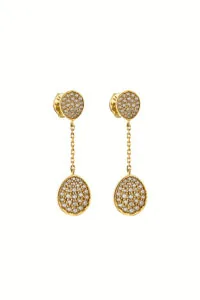 Earrings Flat Drop Earrings, diamonds, yellow gold for a unique and sophisticated look