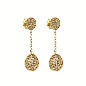 Flat Drop Earrings, diamonds, yellow gold