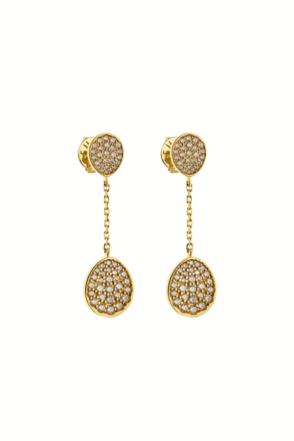 Earrings Flat Drop Earrings, diamonds, yellow gold for a unique and sophisticated look