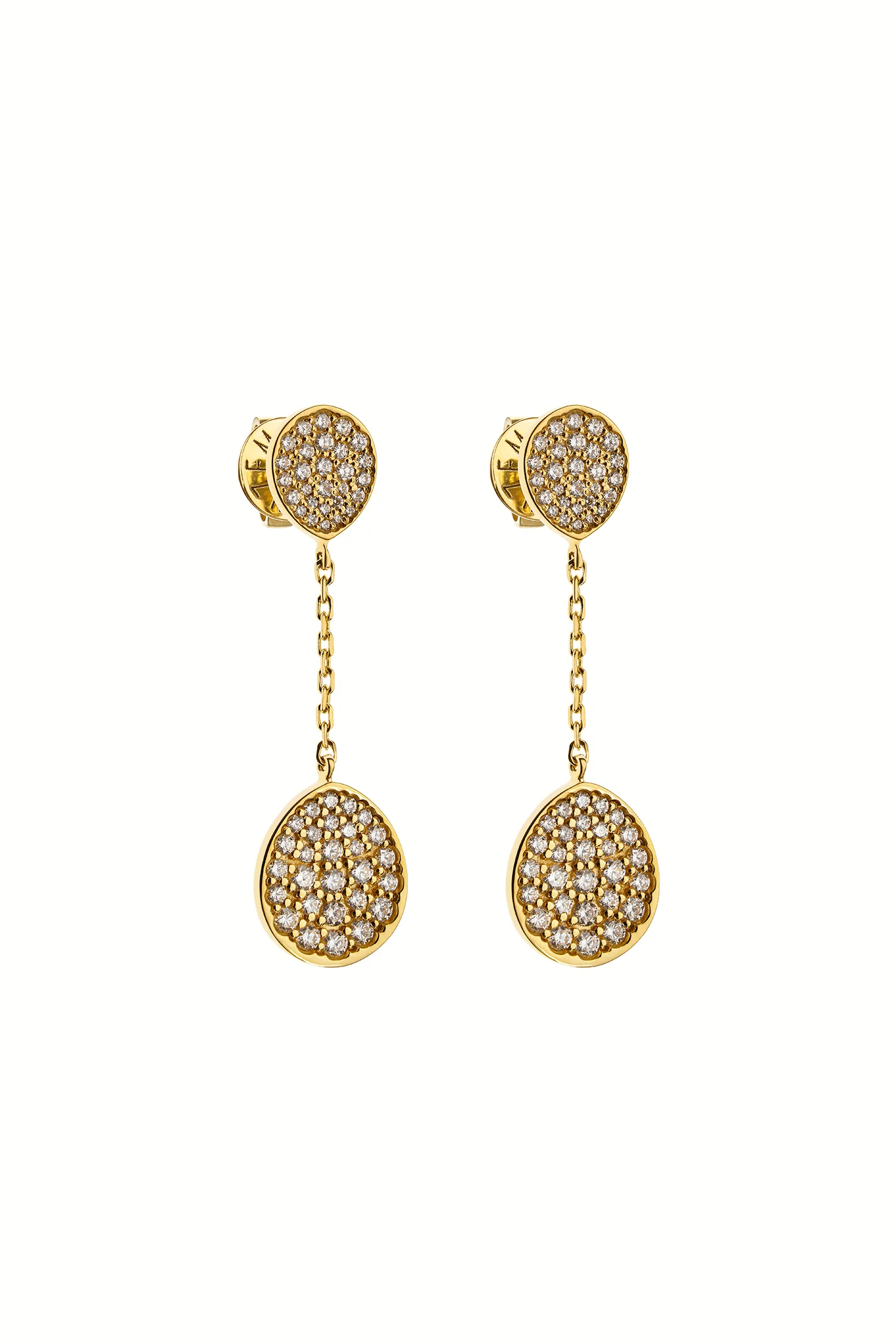Earrings Flat Drop Earrings, diamonds, yellow gold for a unique and sophisticated look