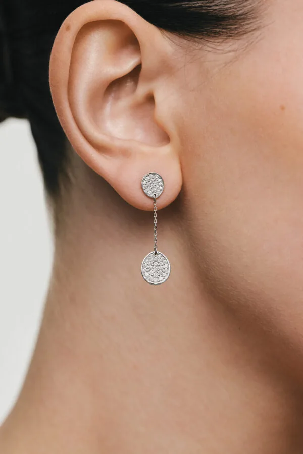 Earrings Flat Drop Earrings, diamonds, white gold with timeless design by Guzema