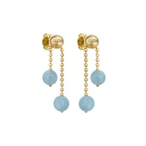 Celestial Blue Duo Drop Earrings, yellow gold