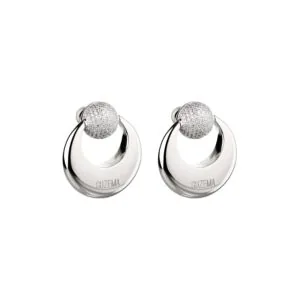 Moon and Sun Stud Earrings, diamonds, white gold