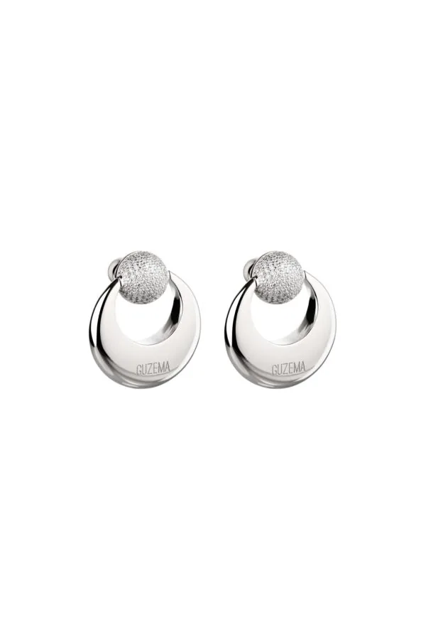 Earrings Moon and Sun Stud Earrings, diamonds, white gold with timeless design by Guzema