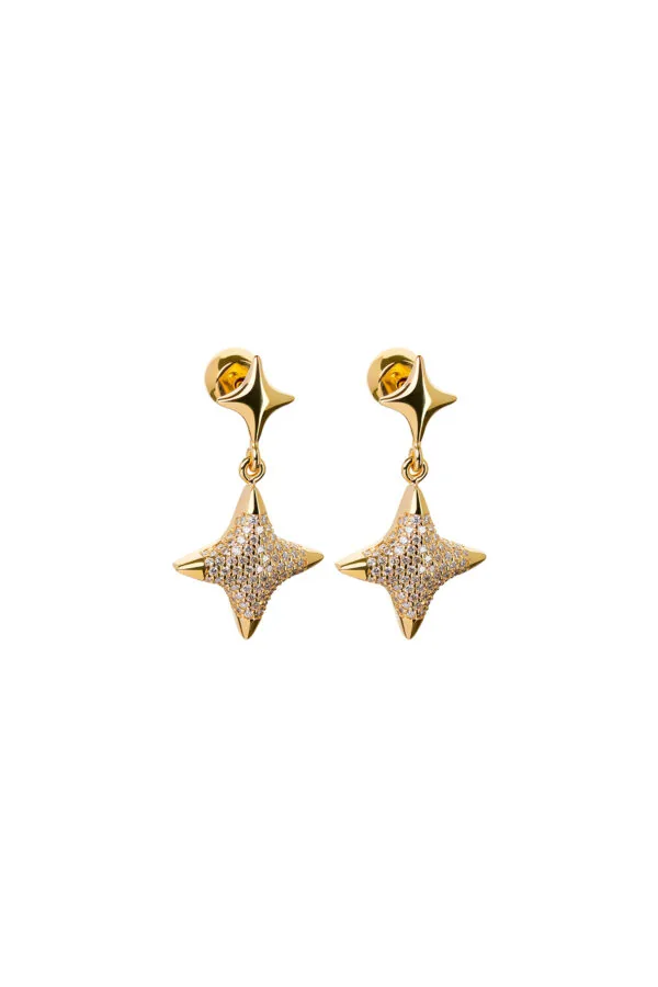 Earrings Star Drop Earrings, diamonds, yellow gold with timeless design by Guzema