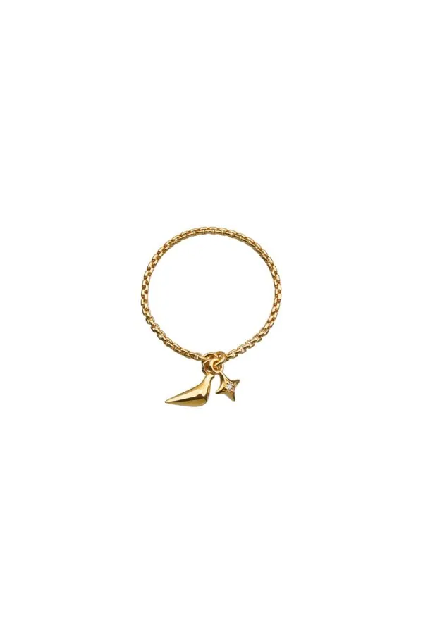Rings Bird Girl Charm Ring, yellow gold with modern design available now